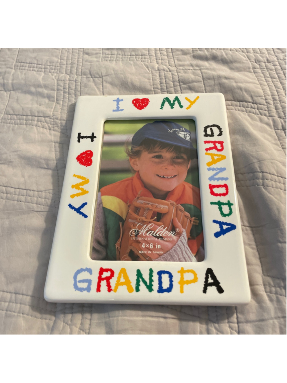 Vintage colorful ceramic tabletop I love my Grandpa 4x6 picture photo frame - Picture 1 of 3